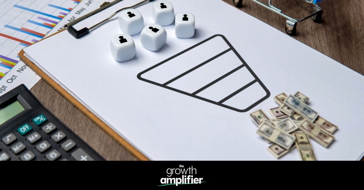 A drawing of a sales pipeline with money at the end.